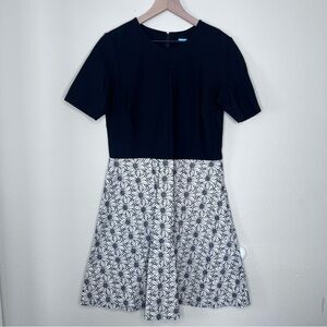 J McLaughlin Black White Short Sleeve Dress Size 10 Colorblock Mixed Media